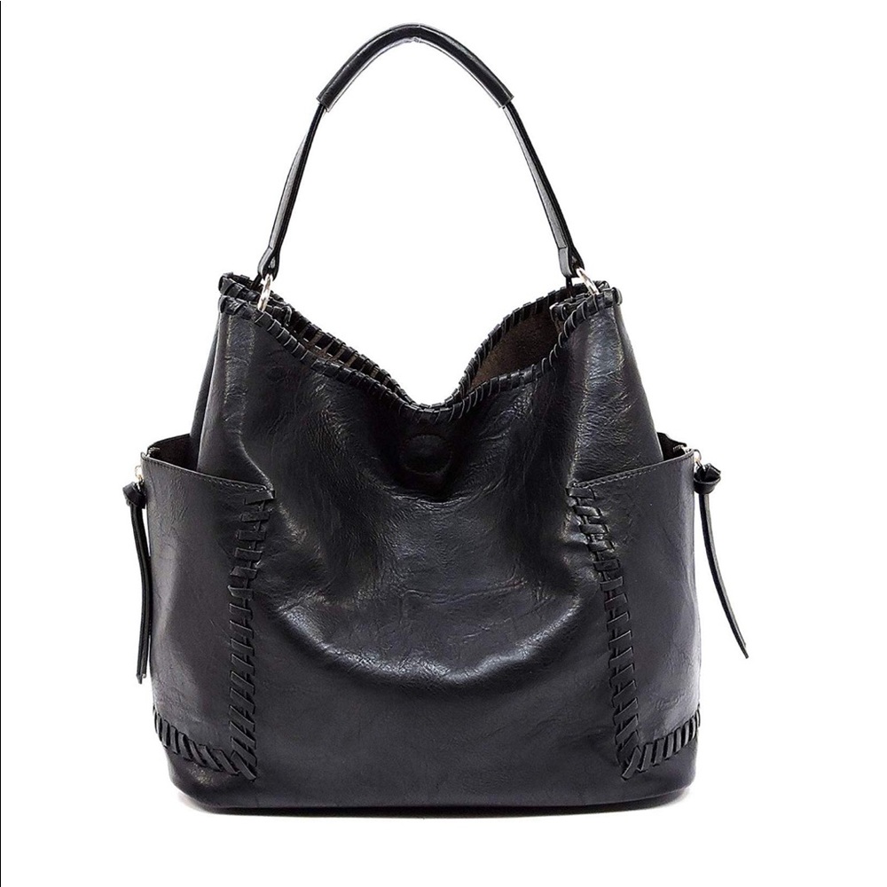 SOLD Vegan Leather - Black Whipstitch